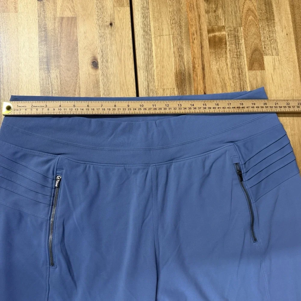 Athleta Joggers Womens Blue Venice Moto Zip Pockets High Waisted Pants Size XXL
